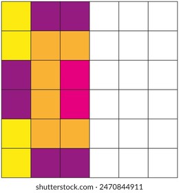 Colorful grid squares. Yellow, pink, orange. Abstract vector art. Geometric design.
