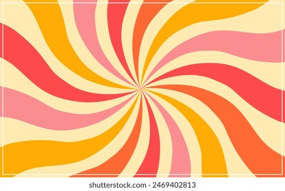 Colorful groovy 70s background sunburst retro vintage vector abstract backgrounds design