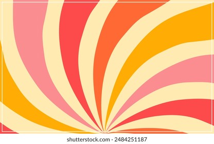Colorful groovy 70s background sunburst retro vintage vector abstract backgrounds design