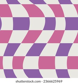 Colorful groovy checks seamless pattern. Psychedelic vector art for textile, poster, wallpaper, web design.