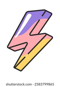 Colorful groovy lightning thunderbolt element