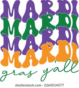 Colorida y Groovy Mardi Gras Vector Typography para la industria de impresión a petición de empresas e impresión. Inspirador Martes Grasa Citas de celebración cultural para usar en camisetas, tazas, bolsos, almohadas, etc.