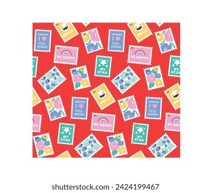 colorful groovy motivational stamp seamless pattern