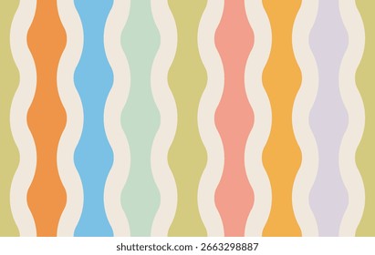 Farbige groovige Wellen nahtlose Mustergrafik. Abstrakter Hintergrund Kunstvektor 