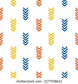 Colorful group of arrows seamless pattern with white background.