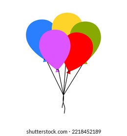 Colorful Group of Blue, Red, Yellow, Green and Purple Balloon Icons. Vector Image.