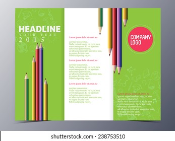 colorful group of pencils   brochure template tri-fold vector illustration for use as product presentation or company presentation