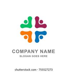 Colorful Group Team Community Teamwork Logo Vector Icon 