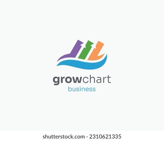 Logo de la tecnología de gráficos en crecimiento colorido