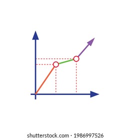 colorido crecimiento del icono del gráfico estilo plano aislado en fondo blanco