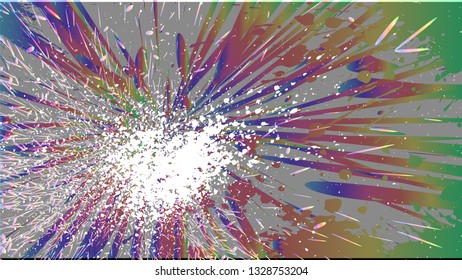 Colorful grunge abstract background, rainbow gradient. Stipple effect. Funny chaos art composition for text, presentation, lockscreen wallpaper, headline, cover template, banner, package. Vector EPS10