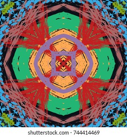 Colorful grunge background. Abstract modern art. Seamless artistic pattern. Multicolored bright hand drawn texture. Digital brushstrokes painting, freehand contemporary artwork, vector illustration