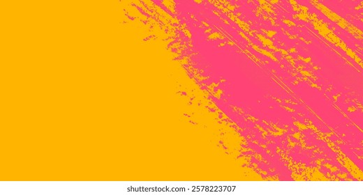Colorful Grunge Background with Distressed Weathered Effect with Pink and Yellow Colors. Retro grungy overly brush stroke backdrop. Colorful worn abstract surface texture, perfect for flyers, cards