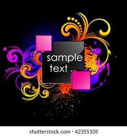 Colorful grunge background with glossy element and space for text. Vector illustration.