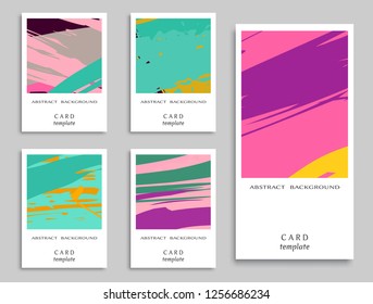 Colorful grunge backgrounds collection. Card or Invitation template. Vector freehand artwork. Abstract modern art