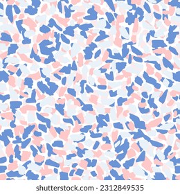 Colorful grunge brush strokes seamless pattern. Abstract texture. Simple dotted, spotted wallpaper. Hand drawn vector illustration. Chaotic mosaic dark blue, grey, orange pieces on white background