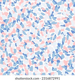 Colorful grunge brush strokes seamless pattern. Abstract texture. Simple dotted, spotted wallpaper. Hand drawn vector illustration. Chaotic mosaic dark blue, grey, orange pieces on white background