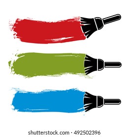 Colorful grunge brushstrokes, acrylic samples created with paintbrush. Wall painting vector conceptual illustration.