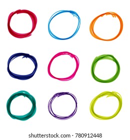 Colorful grunge circles.Set of color round shapes.Vector illustration.