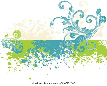 grunge colorido con ilustración de patrón floral creativa