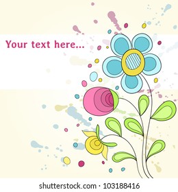 Colorful grunge flower background. Vector illustration with place for your text.