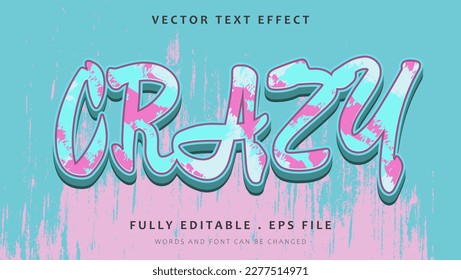Colorful Grunge Paint 3d Word Crazy Editable Text Effect Design. Effect Saved In Graphic Style