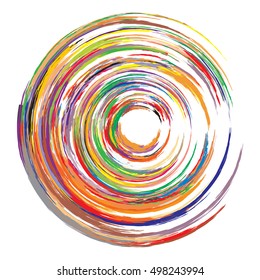 Colorful grunge paint circle vector elements. Vector illustration.