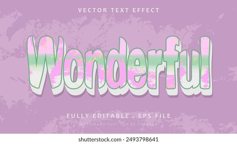 Colorful Grunge Paint Word Wonderful Editable Text Effect Design . Effect Saved in Graphic Style