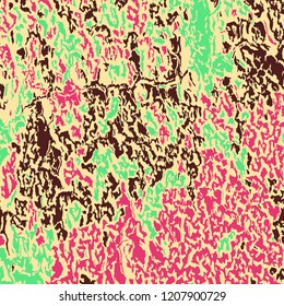 Colorful Grunge Pattern. Abstract Multicolor Vector Texture with Scratched Lines, Spots and Blobs for Card, Print, Mobile Applications. Vintage Rough Colored Pattern with Different Elements. 