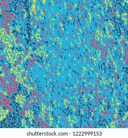 Colorful Grunge Pattern. Abstract Multicolor Vector Texture with Scratched Lines, Spots and Blobs for Banner, Card, Wallpaper. Trendy Rough Colored Pattern with Different Elements. 