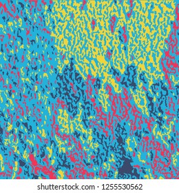 Colorful Grunge Pattern. Abstract Multicolor Vector Texture with Scratched Lines, Spots and Blobs for Wallpaper, Print, Card. Trendy Rough Colored Background with Different Elements.