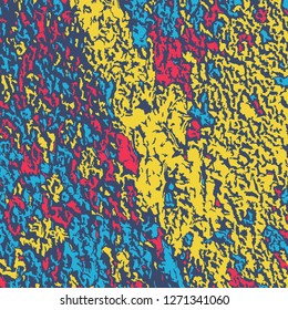 Colorful Grunge Pattern. Abstract Multicolor Texture with Scratched Lines, Spots and Blobs for Web Applications, Banner, Card. Retro Rough Colored Background with Different Elements.