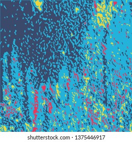 Colorful Grunge Pattern. Abstract Multicolor Vector Texture with Scratched Lines, Spots and Blobs for Card, Print, Mobile Applications. Trendy Rough Colored Background with Different Elements.