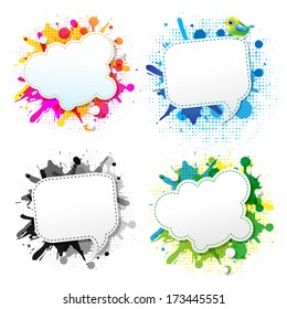 Colorful Grunge Poster With Abstract Speech Bubbles, With Gradient Mesh, Vector Illustration