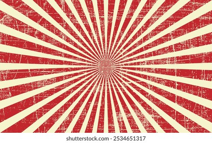 Colorful grunge retro burst vector. Vintage summer, circus and carnival background. Best for banner, poster and old aged designs. Saved in Eps 10 and fully editable.