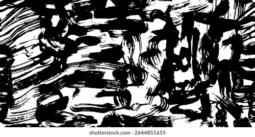 Colorful grunge seamless pattern. Collage, scribble, graffiti art background. Endless messy texture. Abstract shapes, curves, waves. 