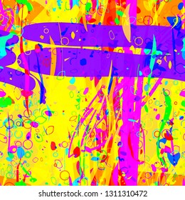 Colorful grunge seamless texture with different shapes. 