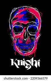 colorful grunge skull illustration with custom typographic wording