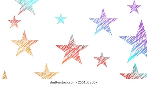 Colorful grunge stars abstract background. Retro vector design