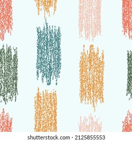 Colorful grunge stroke artistic brush scribble seamless pattern. Art fabric. Hand drawing texture. Vector crayon, pastel chalk or pencil abstract background.