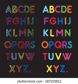 colorful grunge style capital alphabet letters A to Z fonts. vector.
