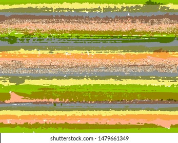 Colorful grunge texture brush stroke stripes with gold glitter sparkles vector seamless pattern background. Sparkles golden glitter glossy confetti over horizontal ink lines. Textile print.