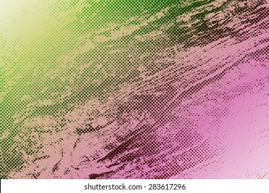 Colorful Grunge texture with overlay halftone dots effect, Vector background illustration