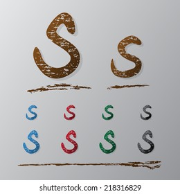 Colorful grunge textures alphabet icon on the letter S, Vector EPS10