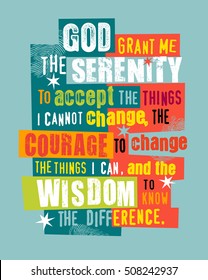 Colorful grunge typography poster of serenity prayer