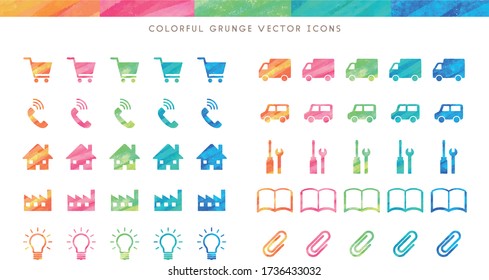 conjunto de iconos de grunge de color