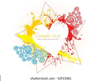 colorful grungy background with artwork heart