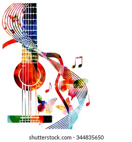 Colorful guitar with butterflies