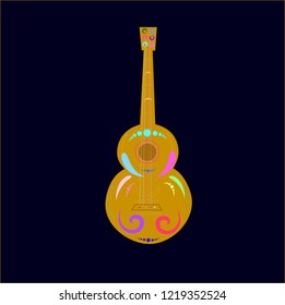 colorful guitar, illustration vector. 