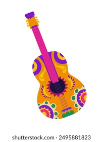 Colorful Guitar Isolated White Background